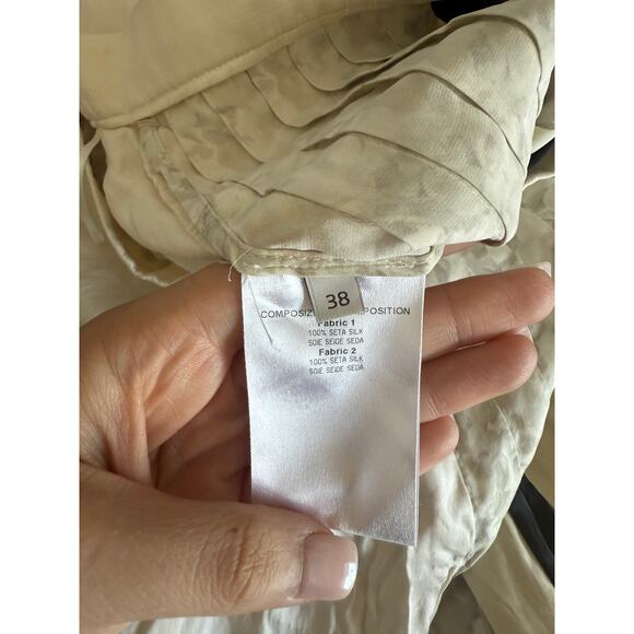 Stella McCartney Silk Mini Skirt Cream Pleated Small Quiet Luxury Old Money Chic - Picture 8 of 15